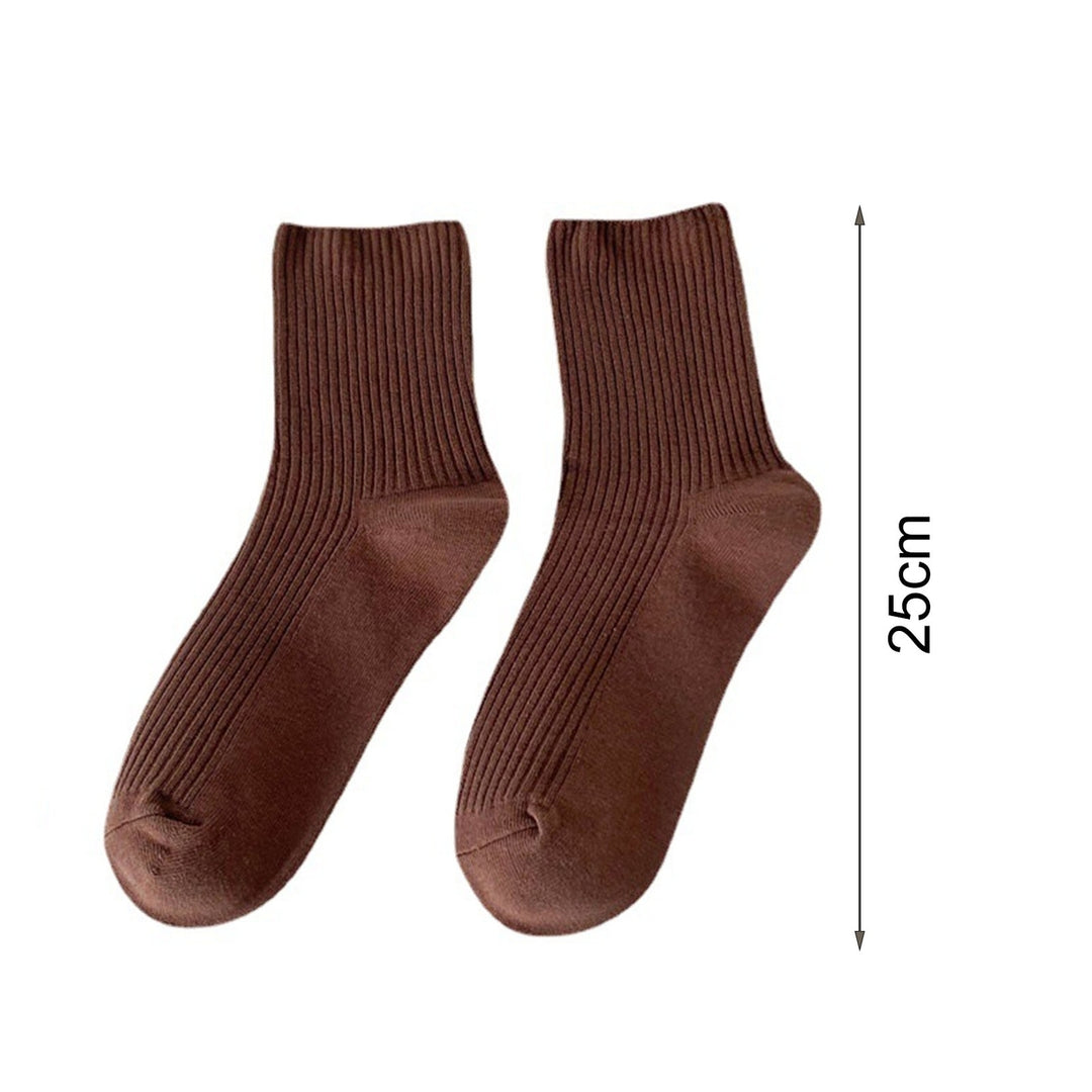 1 Pair Mid-tube Elastic Women Socks Casual Solid Color Ribbed Sports Socks Image 12