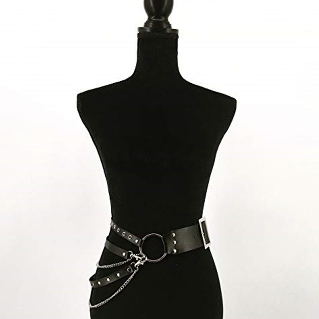 Women Party Belt Hip Hop Gothic Chain Rivet Multi Straps Decorative Faux Leather Punk Pants Matching Women Waist Strap Image 7