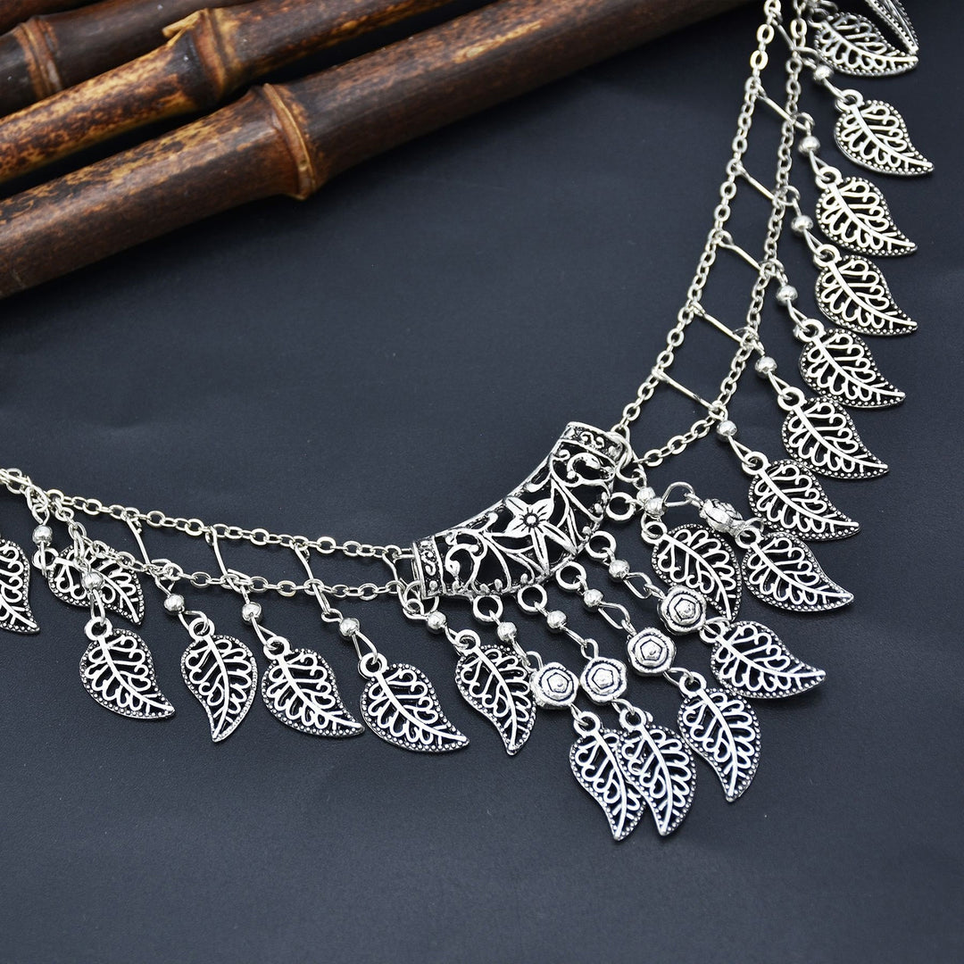 Double Layer Hairpins Fixing Forehead Chain Bohemia Leaves Tassel Women Headband Hair Accessories Image 11
