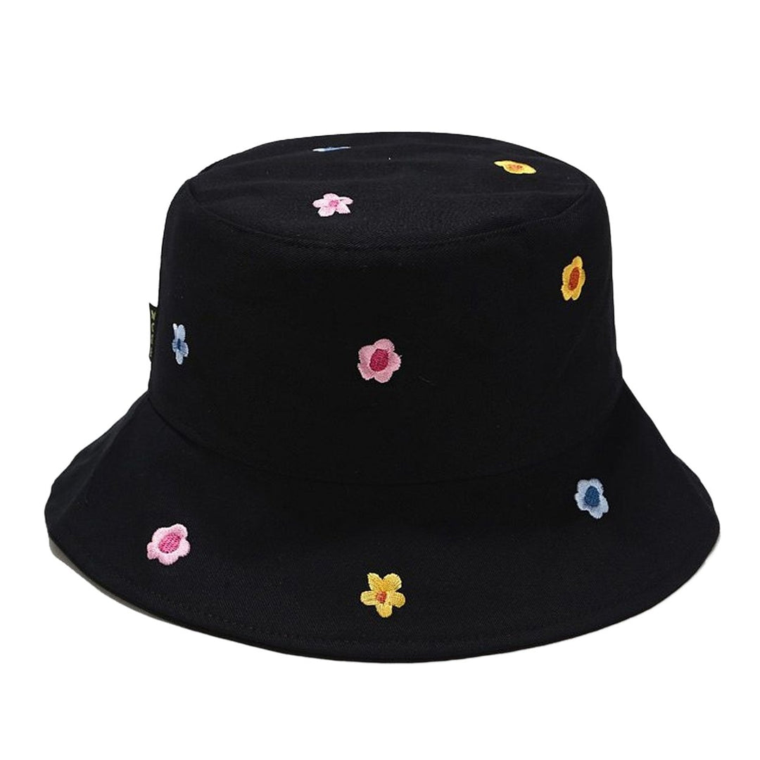 Women Sun Hat Flower Embroidery Deep Round Top Breathable Lightweight Sunscreen Foldable Washable Women Fisherman Hat Image 1