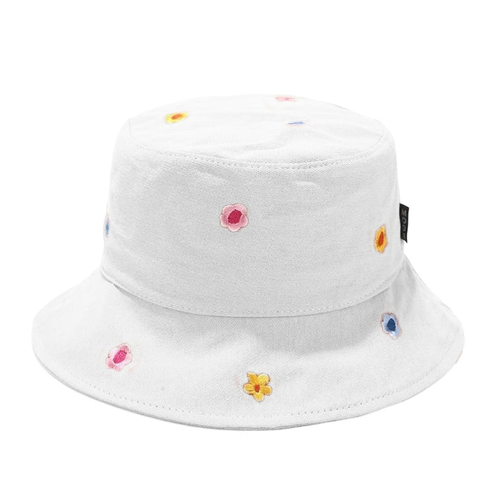 Women Sun Hat Flower Embroidery Deep Round Top Breathable Lightweight Sunscreen Foldable Washable Women Fisherman Hat Image 3