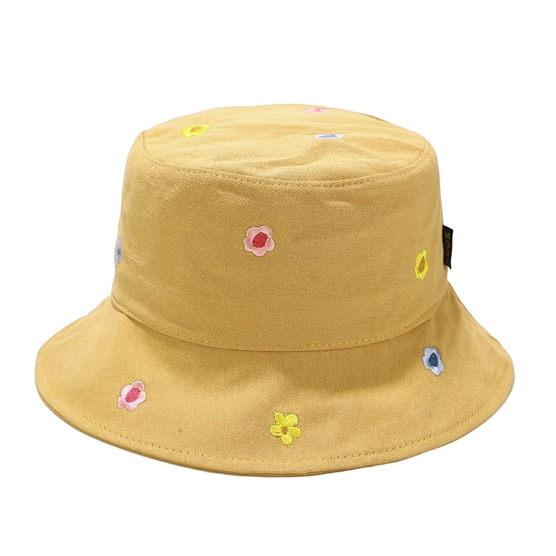 Women Sun Hat Flower Embroidery Deep Round Top Breathable Lightweight Sunscreen Foldable Washable Women Fisherman Hat Image 4