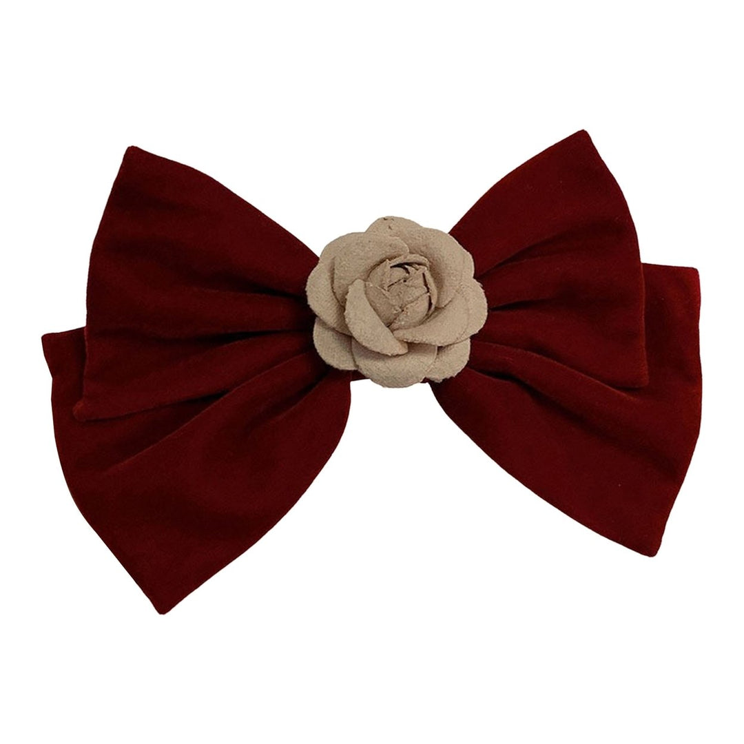 Women Barrette Big Bow-knot Solid Color Flower Decor Non-Slip Elastic Spring Hair Decoration Red Festive Korean Women Image 1