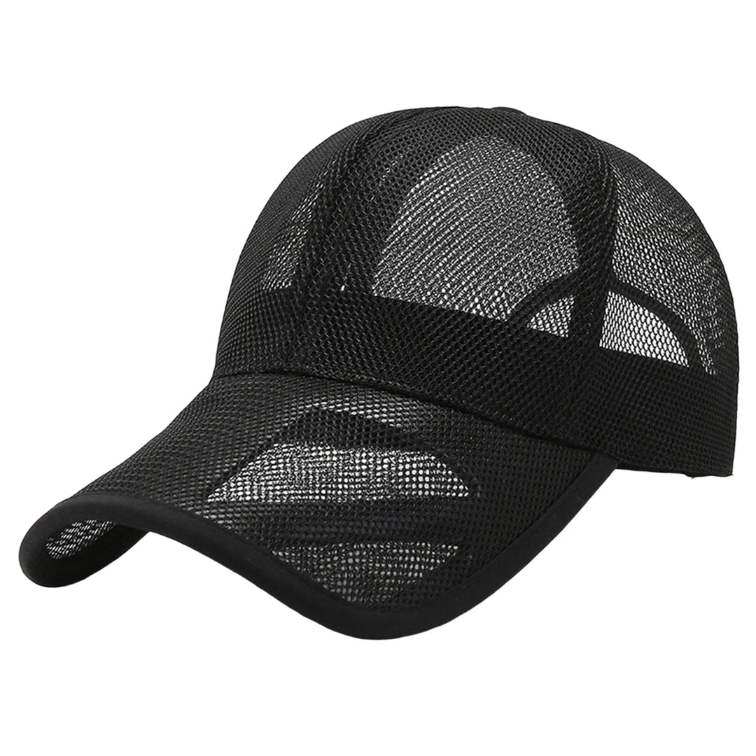 Men Baseball Hat Hollow Out Mesh Breathable Quick-drying Solid Color Sunscreen Adjustable Outdoor Golf Sun Hat Headwear Image 2