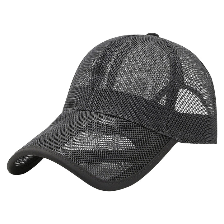 Men Baseball Hat Hollow Out Mesh Breathable Quick-drying Solid Color Sunscreen Adjustable Outdoor Golf Sun Hat Headwear Image 3