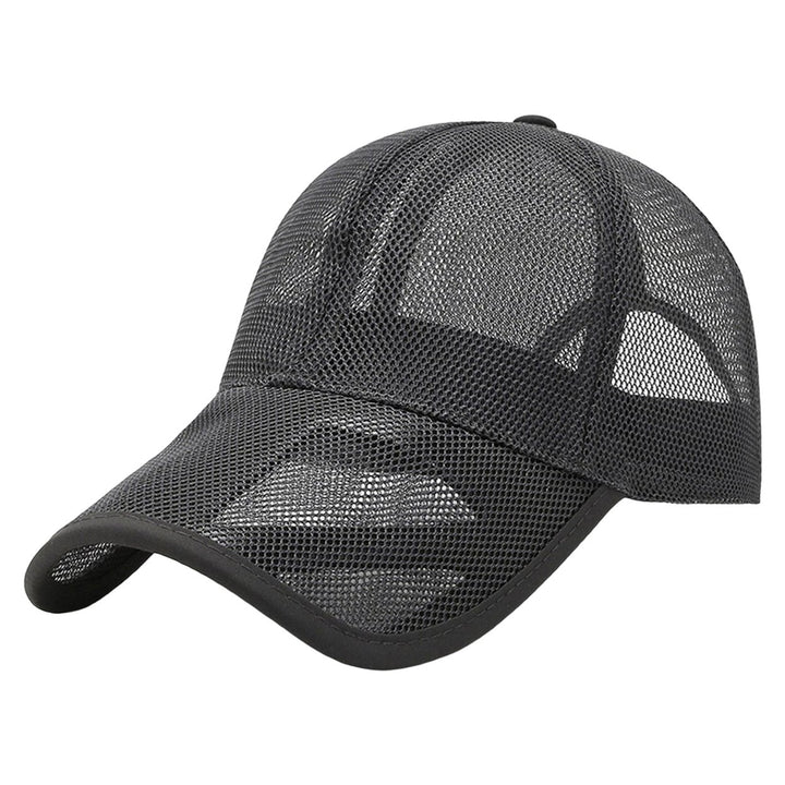 Men Baseball Hat Hollow Out Mesh Breathable Quick-drying Solid Color Sunscreen Adjustable Outdoor Golf Sun Hat Headwear Image 1