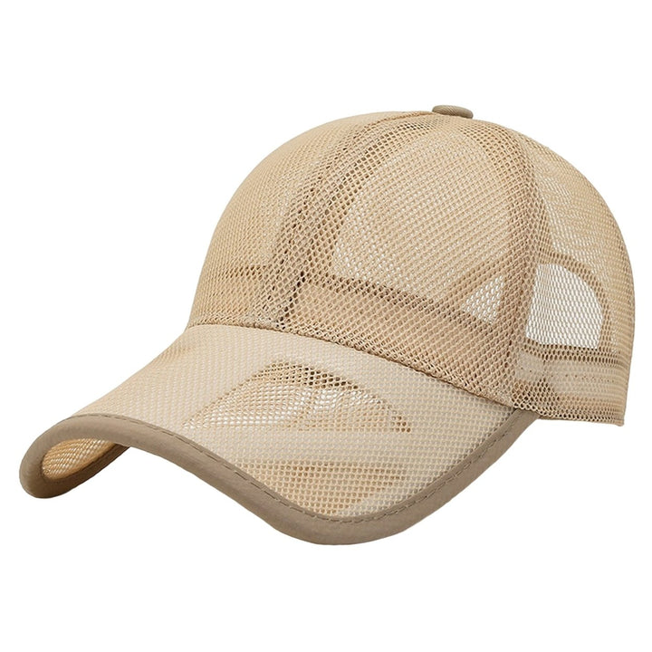 Men Baseball Hat Hollow Out Mesh Breathable Quick-drying Solid Color Sunscreen Adjustable Outdoor Golf Sun Hat Headwear Image 1