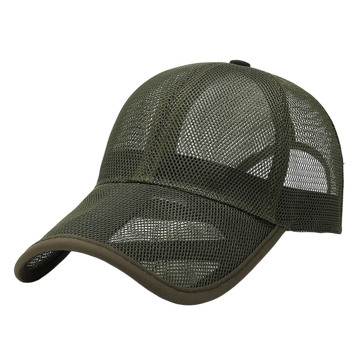 Men Baseball Hat Hollow Out Mesh Breathable Quick-drying Solid Color Sunscreen Adjustable Outdoor Golf Sun Hat Headwear Image 6