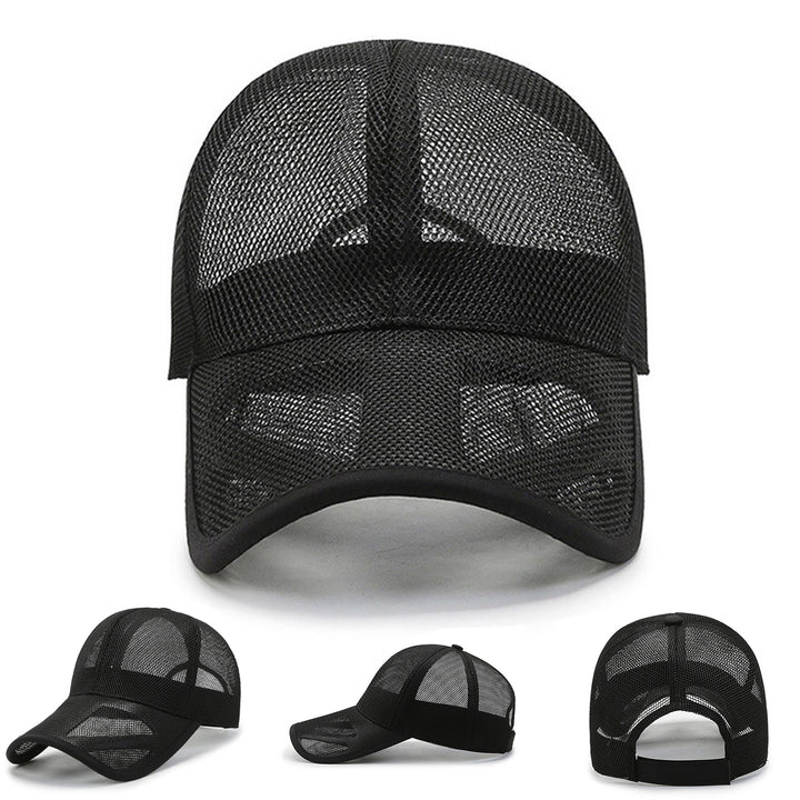 Men Baseball Hat Hollow Out Mesh Breathable Quick-drying Solid Color Sunscreen Adjustable Outdoor Golf Sun Hat Headwear Image 8