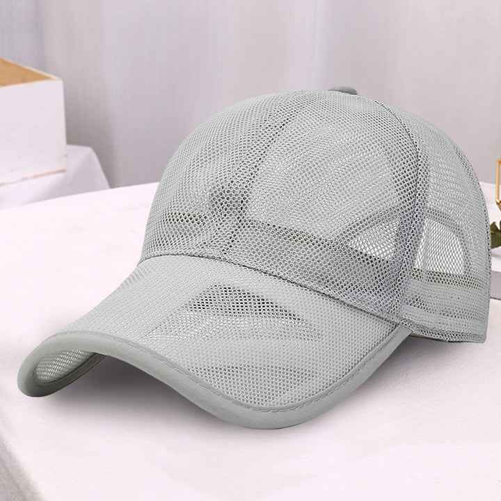 Men Baseball Hat Hollow Out Mesh Breathable Quick-drying Solid Color Sunscreen Adjustable Outdoor Golf Sun Hat Headwear Image 9