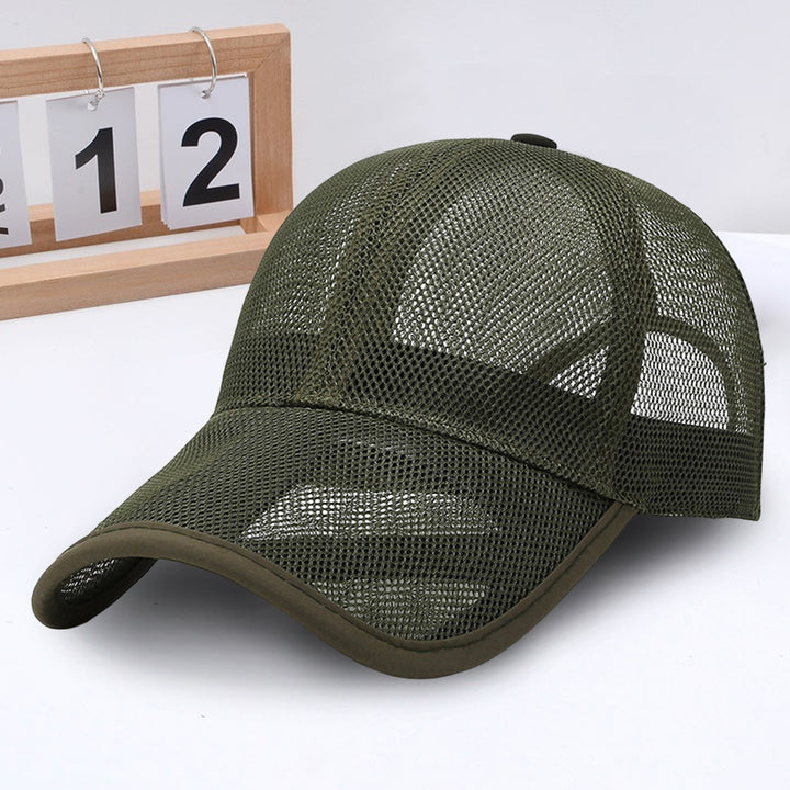 Men Baseball Hat Hollow Out Mesh Breathable Quick-drying Solid Color Sunscreen Adjustable Outdoor Golf Sun Hat Headwear Image 10