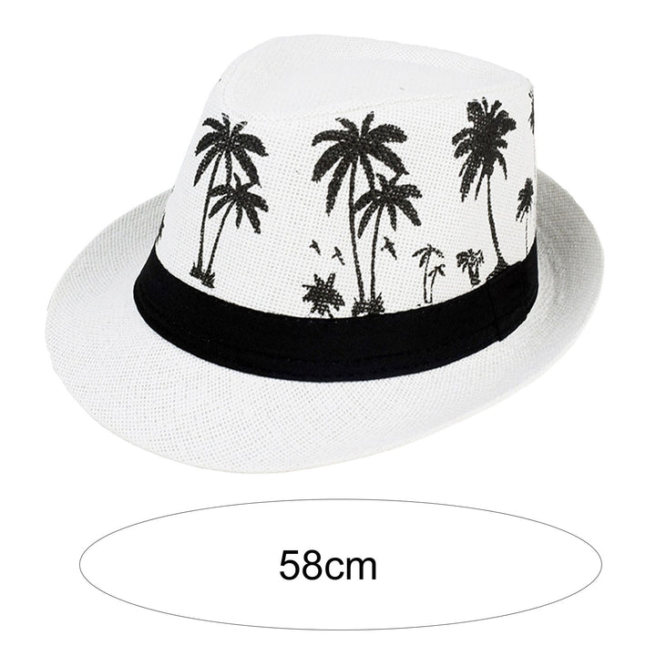 Men Beach Hat Breathable Short Brim Tree Print Contrast Color Flat Top Sun Protection Lightweight Outdoor Travel Jazz Image 10