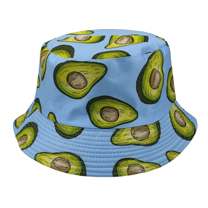 Fisherman Hat Avocado Print Double-sided Flat Top Breathable UV Protection Sunscreen Decorative Refreshing Fruit Patter Image 2