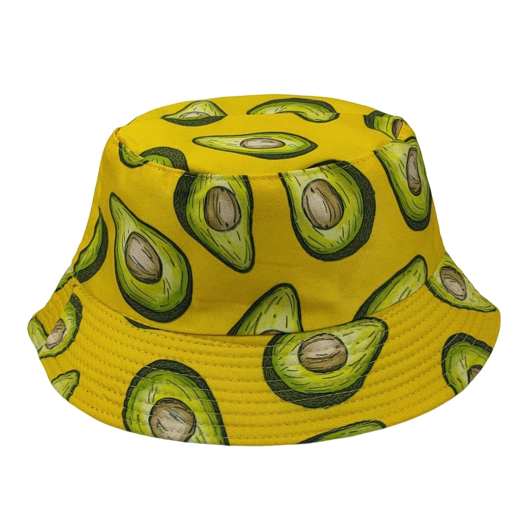 Fisherman Hat Avocado Print Double-sided Flat Top Breathable UV Protection Sunscreen Decorative Refreshing Fruit Patter Image 3