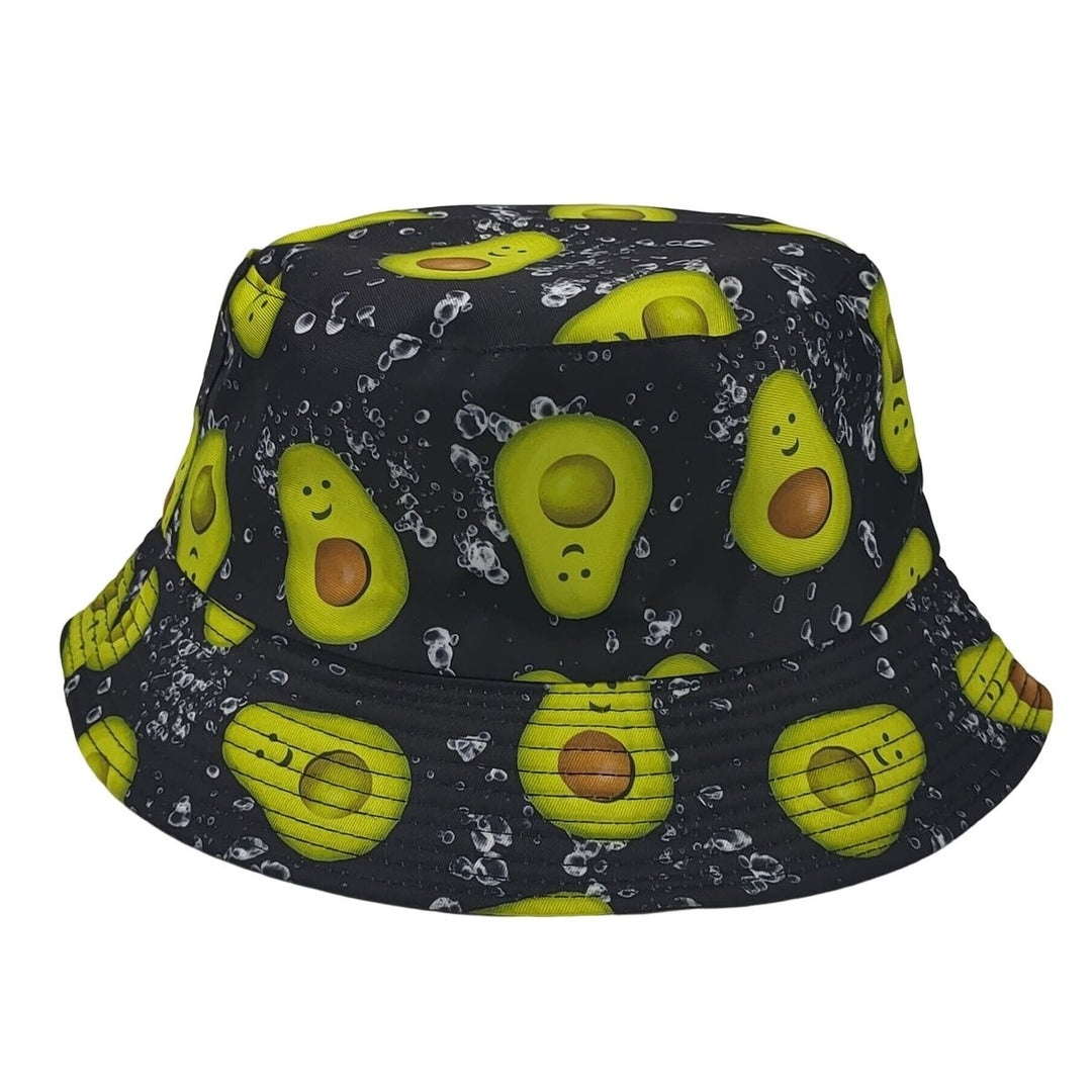 Fisherman Hat Avocado Print Double-sided Flat Top Breathable UV Protection Sunscreen Decorative Refreshing Fruit Patter Image 1