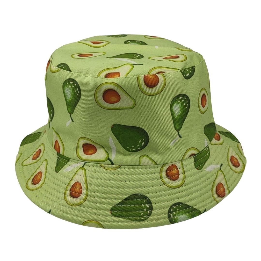 Fisherman Hat Avocado Print Double-sided Flat Top Breathable UV Protection Sunscreen Decorative Refreshing Fruit Patter Image 1