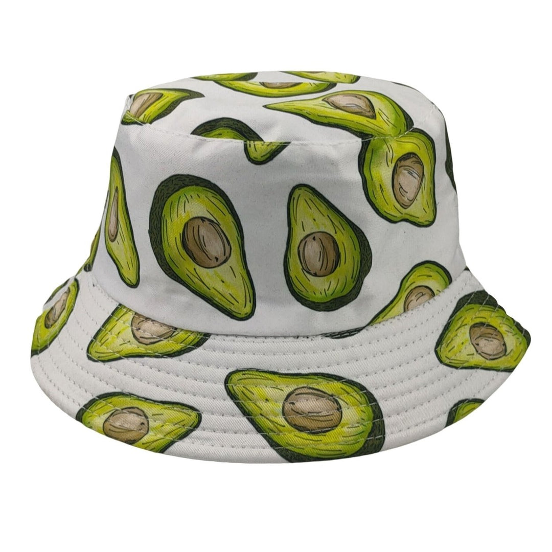 Fisherman Hat Avocado Print Double-sided Flat Top Breathable UV Protection Sunscreen Decorative Refreshing Fruit Patter Image 1