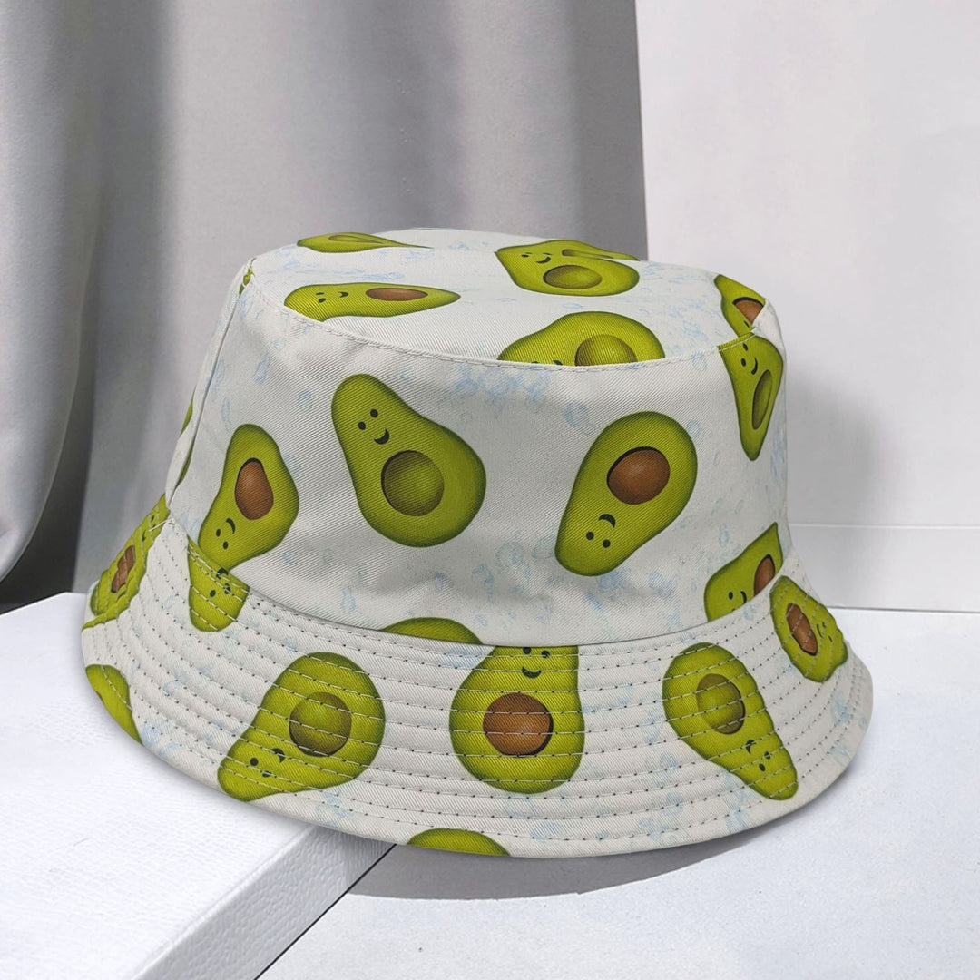 Fisherman Hat Avocado Print Double-sided Flat Top Breathable UV Protection Sunscreen Decorative Refreshing Fruit Patter Image 9
