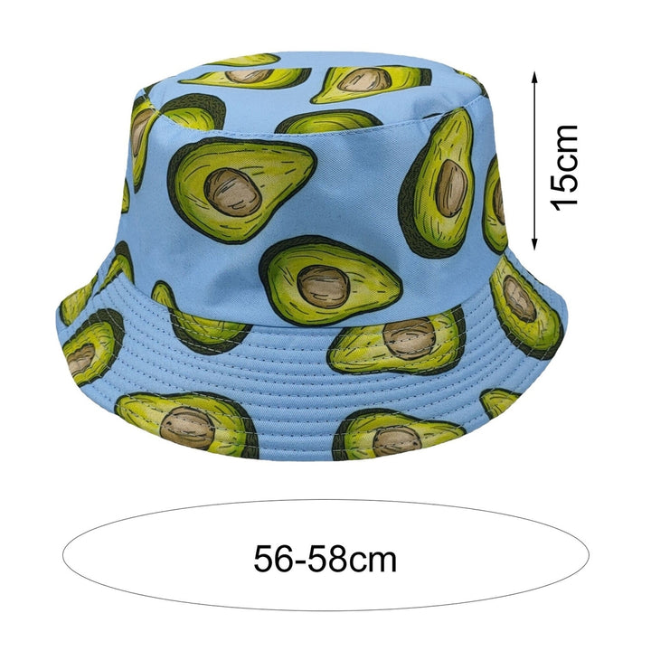 Fisherman Hat Avocado Print Double-sided Flat Top Breathable UV Protection Sunscreen Decorative Refreshing Fruit Patter Image 11
