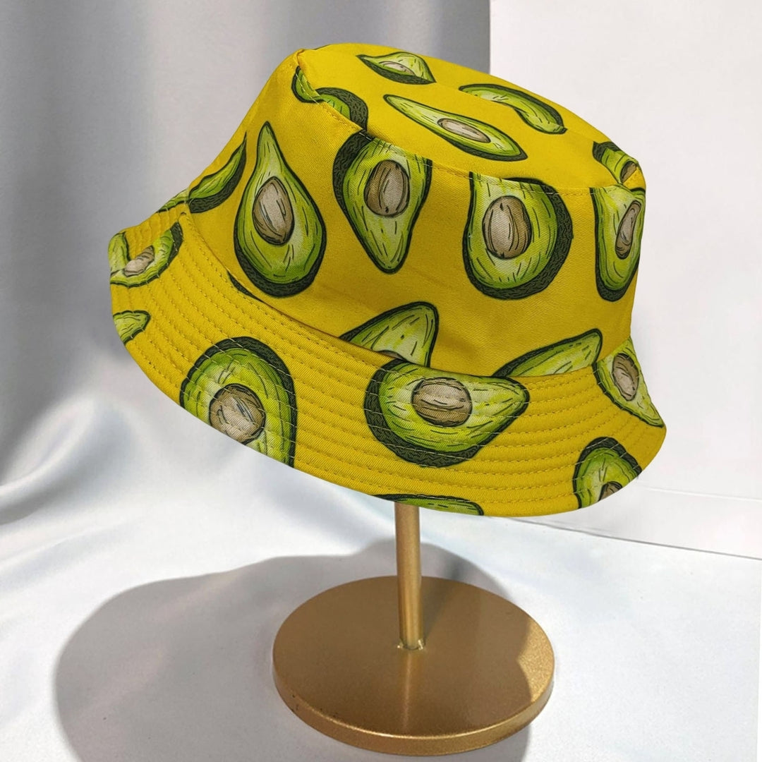 Fisherman Hat Avocado Print Double-sided Flat Top Breathable UV Protection Sunscreen Decorative Refreshing Fruit Patter Image 12
