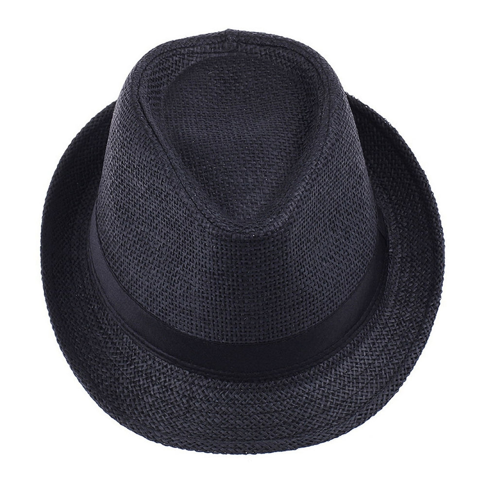 Women Men Hat Unisex Casual Contrast Color Curled Brim Braided Sunscreen Foldable Outdoor Travel Panama Cowboy Headwear Image 2