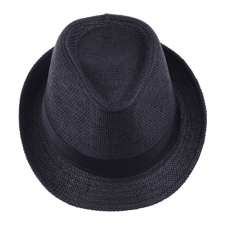 Women Men Hat Unisex Casual Contrast Color Curled Brim Braided Sunscreen Foldable Outdoor Travel Panama Cowboy Headwear Image 2