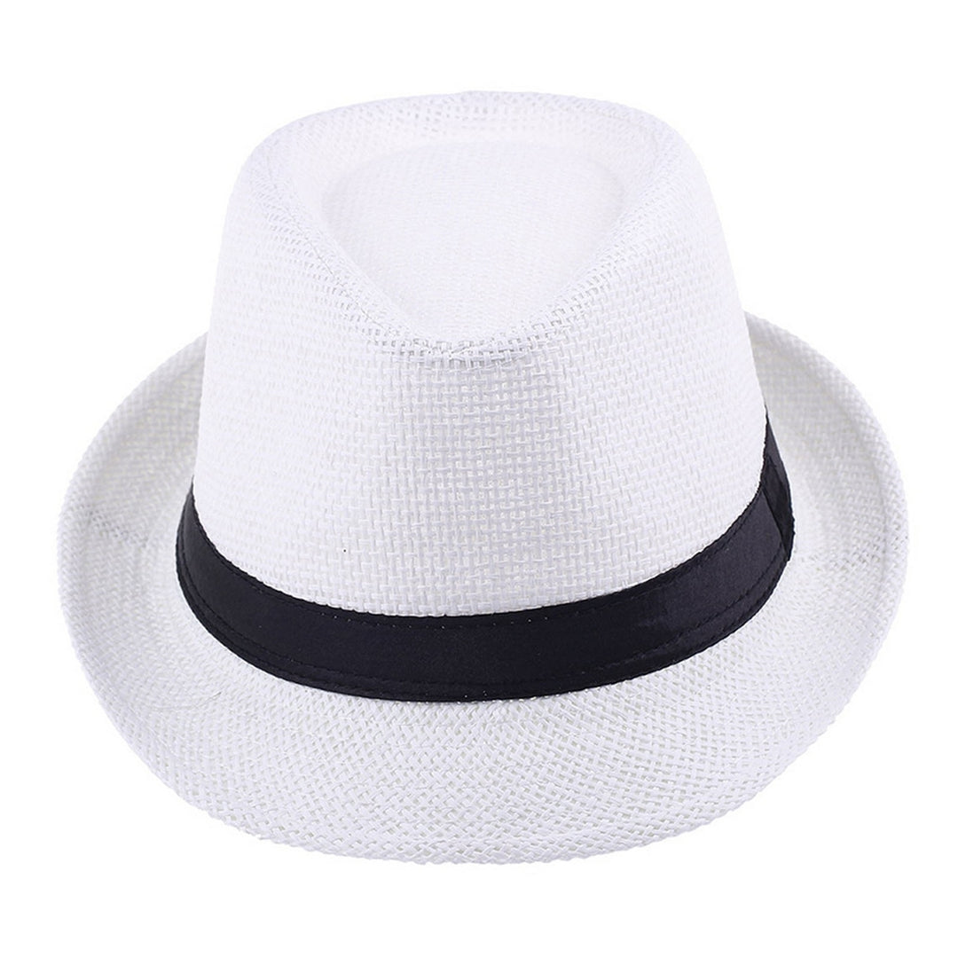 Women Men Hat Unisex Casual Contrast Color Curled Brim Braided Sunscreen Foldable Outdoor Travel Panama Cowboy Headwear Image 3