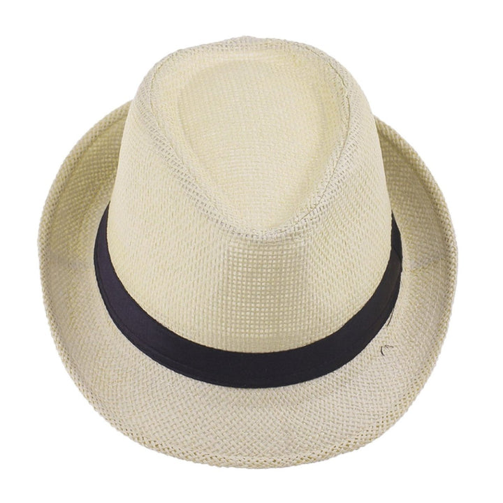 Women Men Hat Unisex Casual Contrast Color Curled Brim Braided Sunscreen Foldable Outdoor Travel Panama Cowboy Headwear Image 1