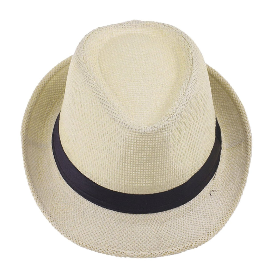 Women Men Hat Unisex Casual Contrast Color Curled Brim Braided Sunscreen Foldable Outdoor Travel Panama Cowboy Headwear Image 1