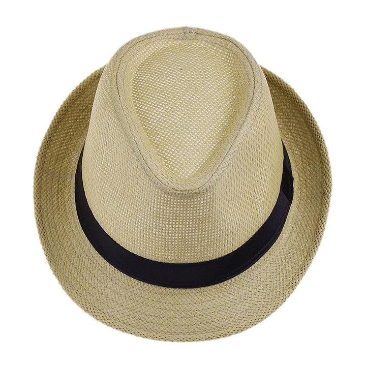 Women Men Hat Unisex Casual Contrast Color Curled Brim Braided Sunscreen Foldable Outdoor Travel Panama Cowboy Headwear Image 1