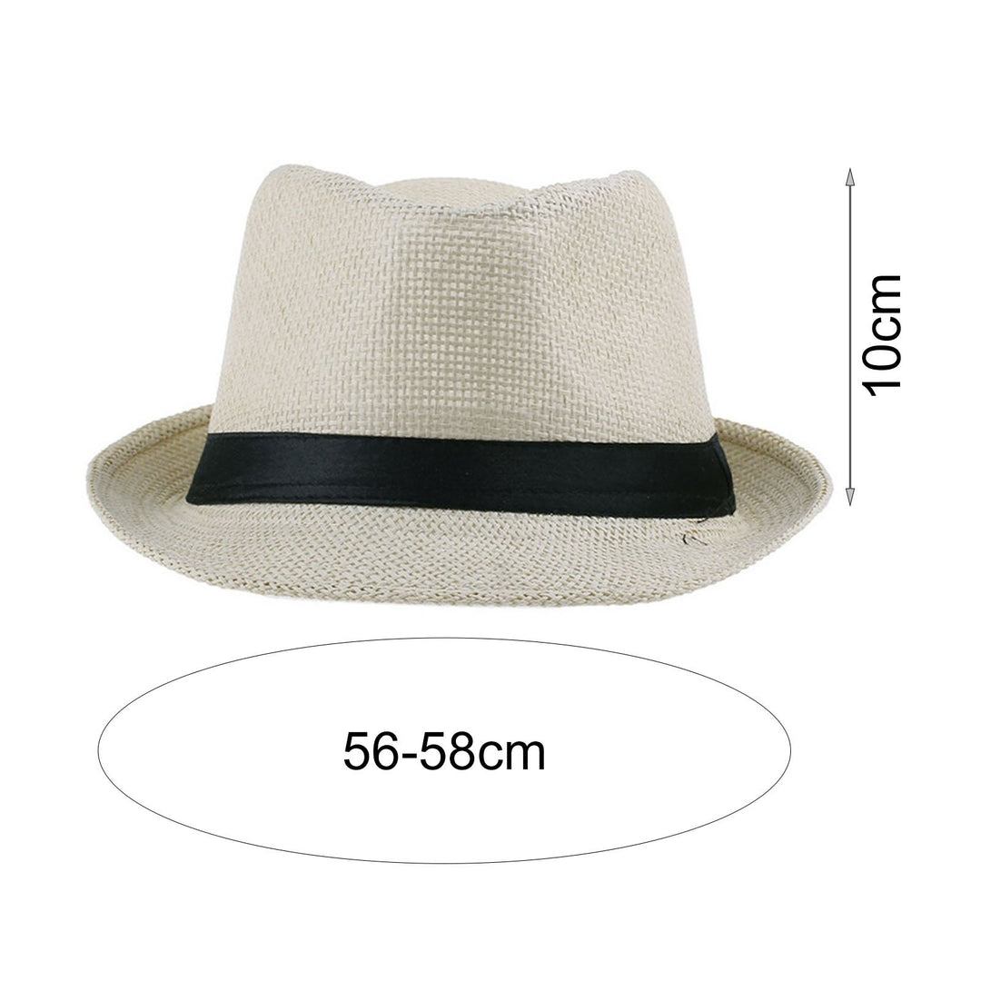 Women Men Hat Unisex Casual Contrast Color Curled Brim Braided Sunscreen Foldable Outdoor Travel Panama Cowboy Headwear Image 10