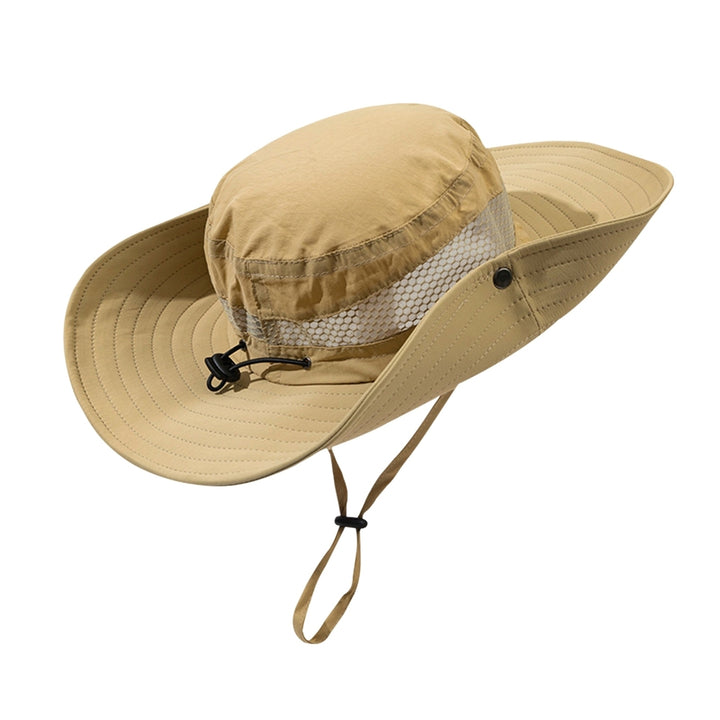 Fishing Hat Breathable Quick Dry Wide Brim Cowboy Style Elastic Drawstring Sun Protection Waterproof Image 3
