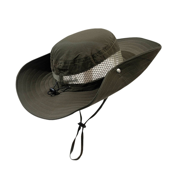 Fishing Hat Breathable Quick Dry Wide Brim Cowboy Style Elastic Drawstring Sun Protection Waterproof Image 1