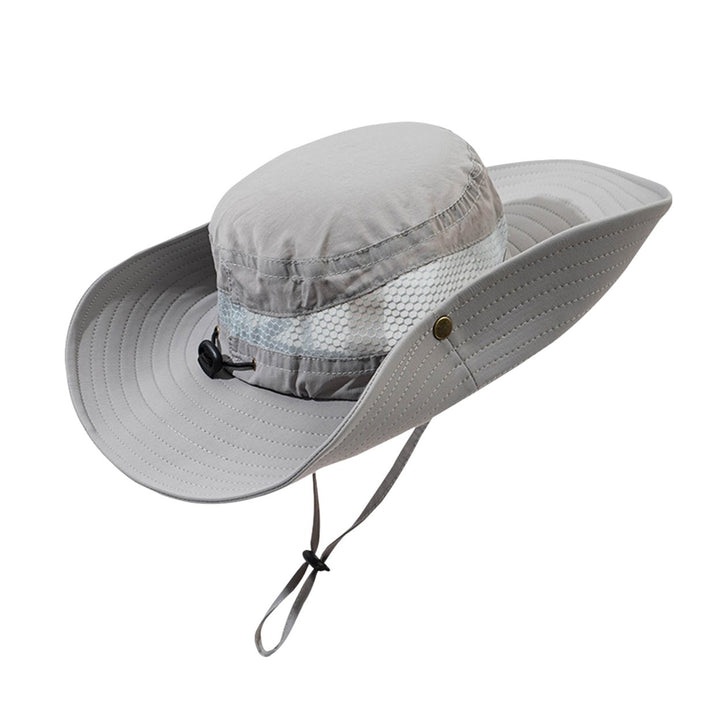 Fishing Hat Breathable Quick Dry Wide Brim Cowboy Style Elastic Drawstring Sun Protection Waterproof Image 1