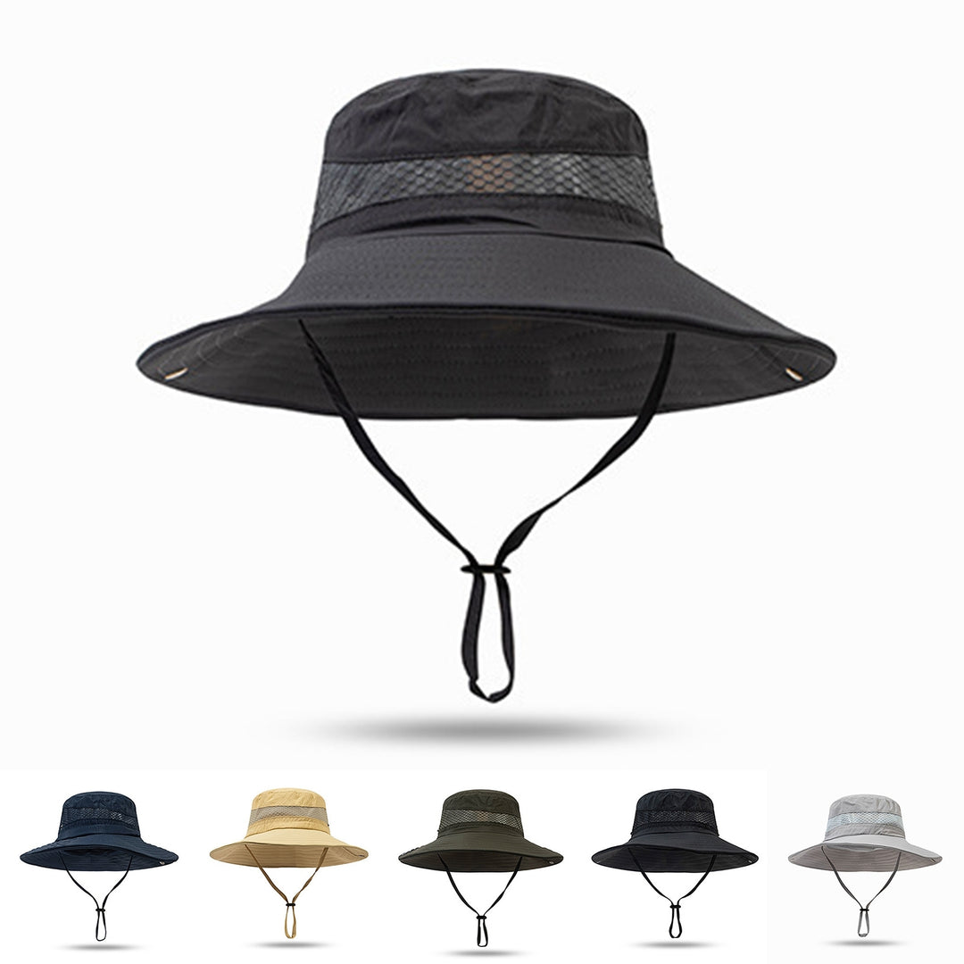 Fishing Hat Breathable Quick Dry Wide Brim Cowboy Style Elastic Drawstring Sun Protection Waterproof Image 8