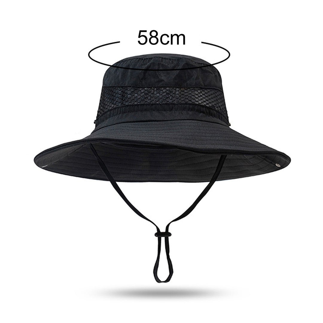 Fishing Hat Breathable Quick Dry Wide Brim Cowboy Style Elastic Drawstring Sun Protection Waterproof Image 11