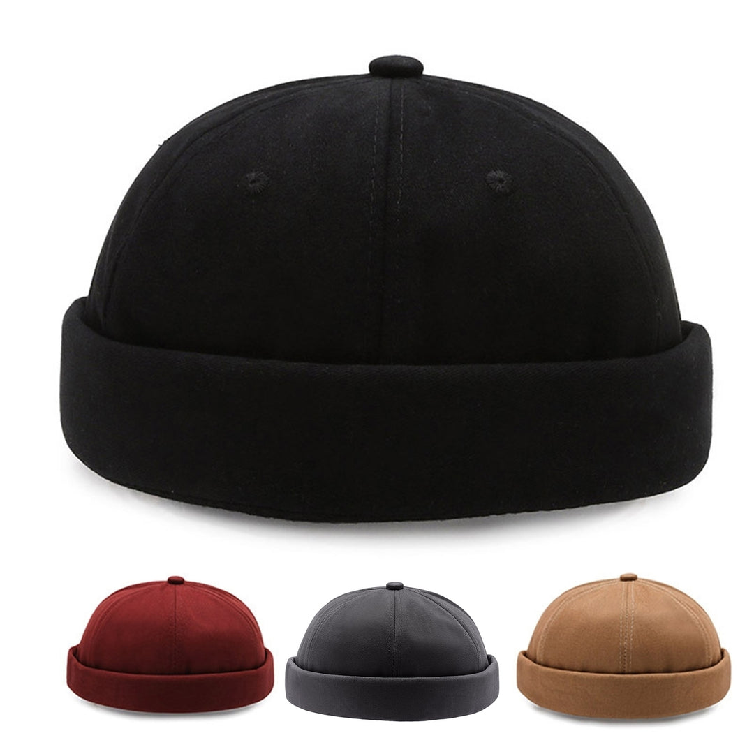 Women Men Beanie Hat Round Solid Color Adjustable No Brim Breathable Decorative Hip Hop Street Dancer Skullcap Headwear Image 12