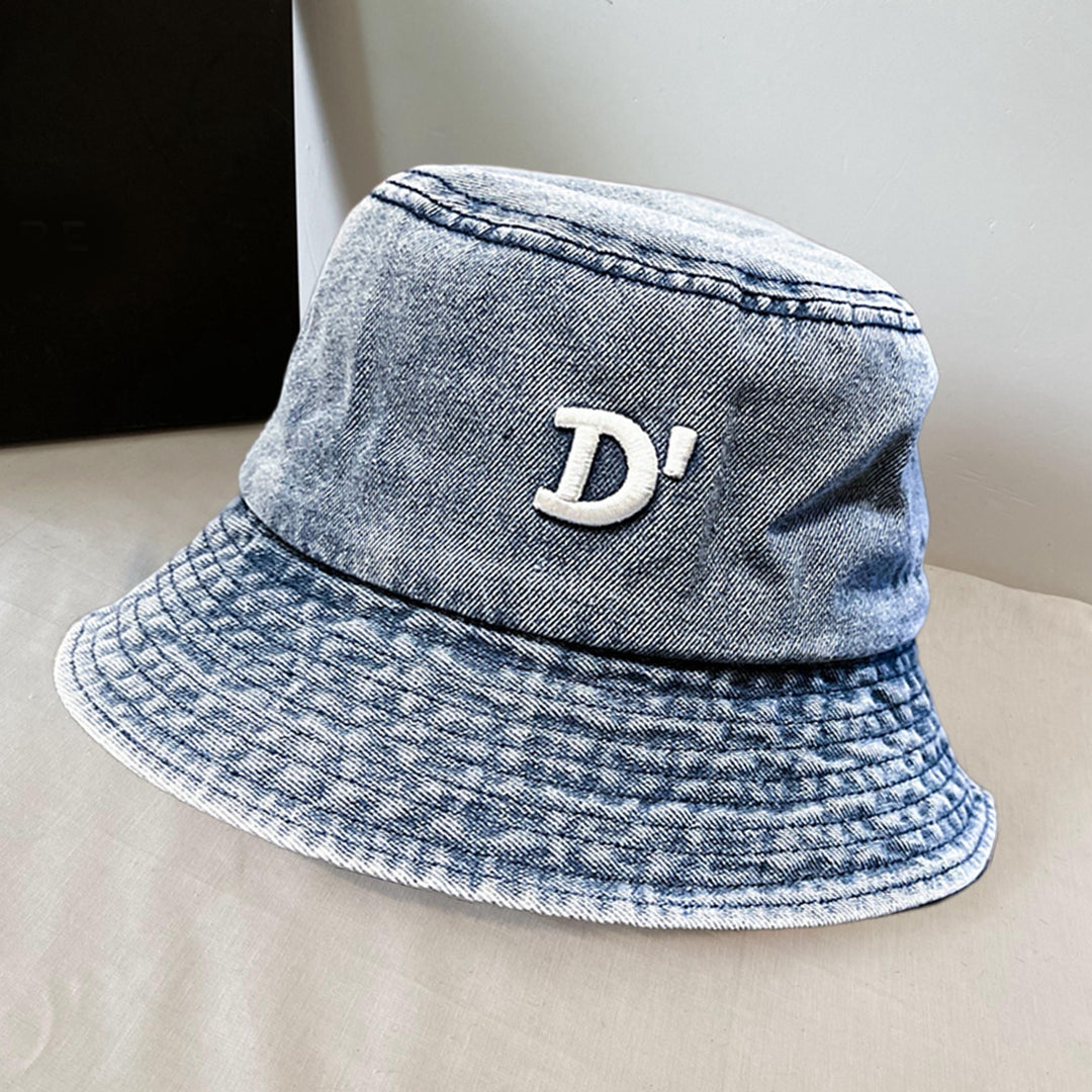 Women Men Bucket Hat Round Flat Top Letter Hip Hop Decorative Sunscreen Windproof Deep Wide Brim Women Summer Hat Image 7