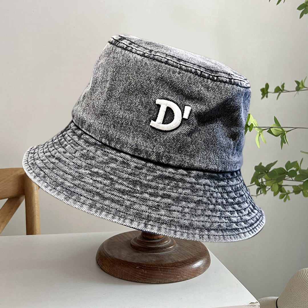 Women Men Bucket Hat Round Flat Top Letter Hip Hop Decorative Sunscreen Windproof Deep Wide Brim Women Summer Hat Image 8