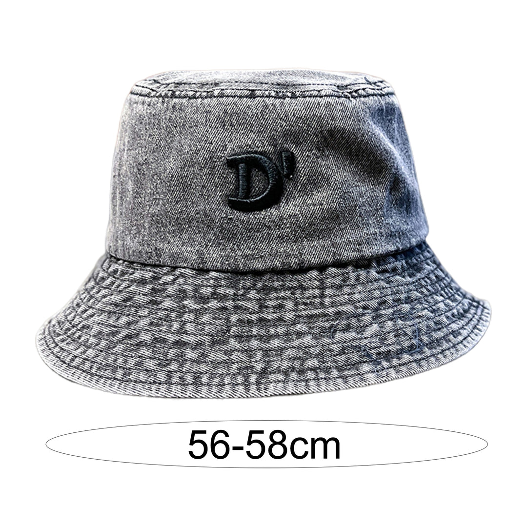 Women Men Bucket Hat Round Flat Top Letter Hip Hop Decorative Sunscreen Windproof Deep Wide Brim Women Summer Hat Image 9