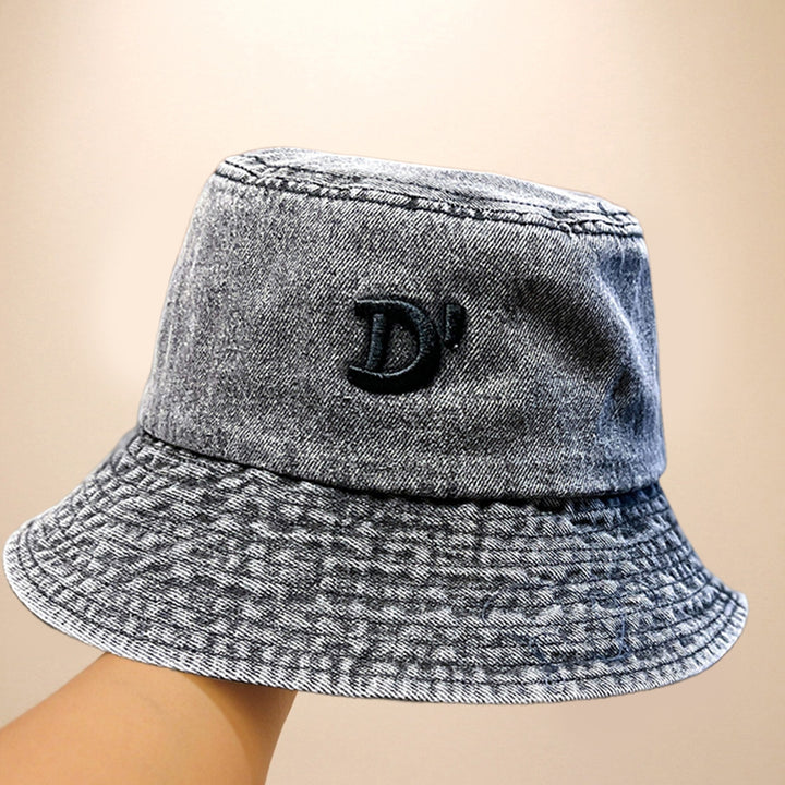 Women Men Bucket Hat Round Flat Top Letter Hip Hop Decorative Sunscreen Windproof Deep Wide Brim Women Summer Hat Image 10