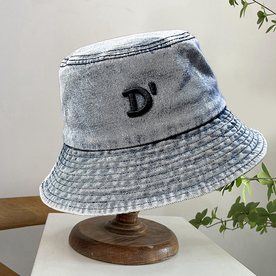 Women Men Bucket Hat Round Flat Top Letter Hip Hop Decorative Sunscreen Windproof Deep Wide Brim Women Summer Hat Image 12