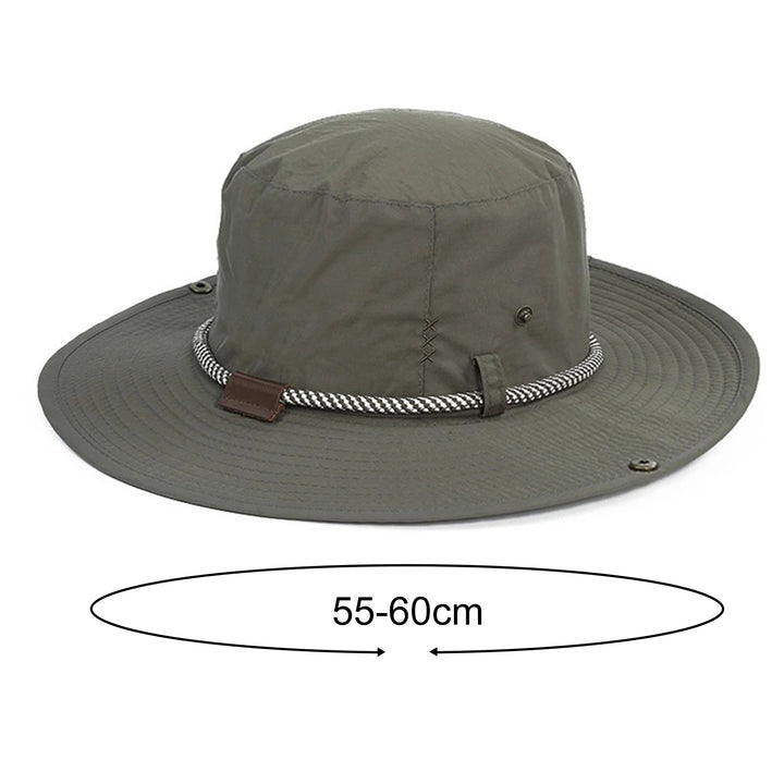 Logo Print Breathable Holes Round Dome Mountaineering Hat Unisex Wide Brim Drawstring Fisherman Hat Fashion Accessories Image 10