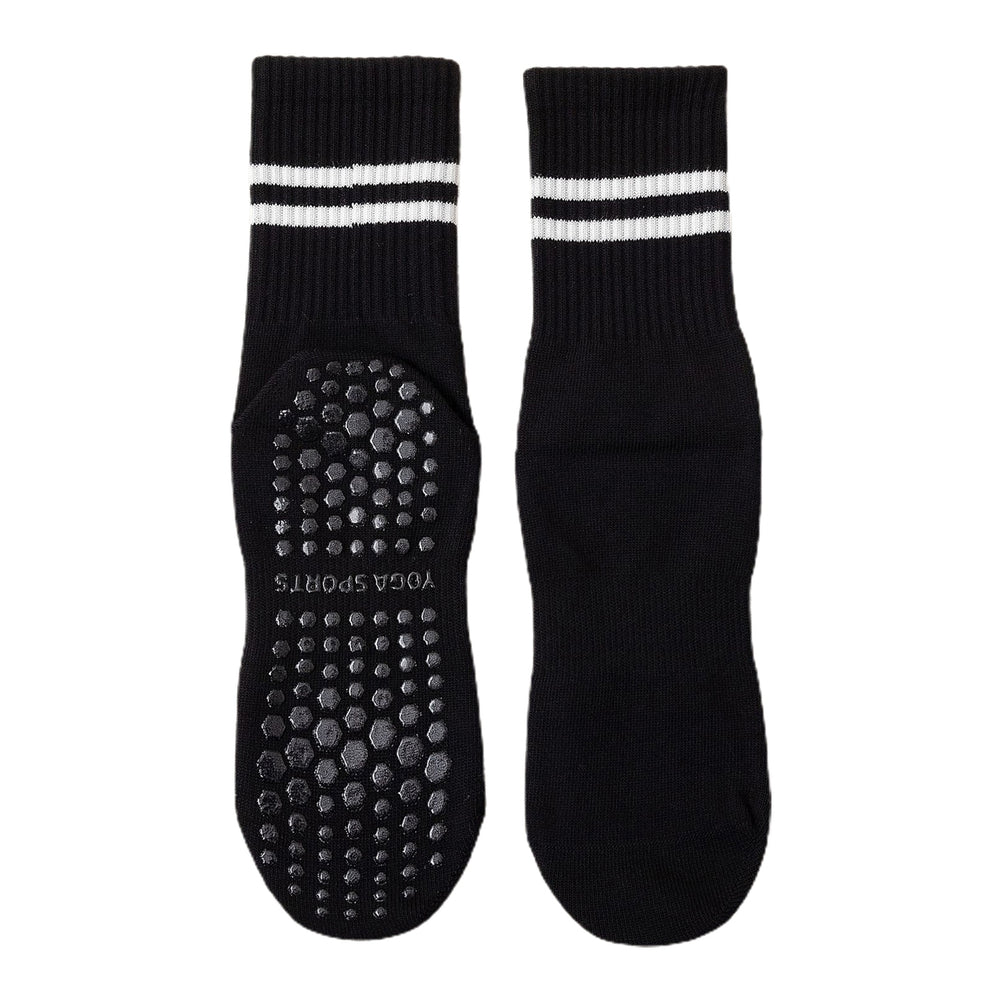 1 Pair Women Sports Socks Striped Elastic Breathable Knitted Anti-slip Sweat Absorption Cotton Image 2