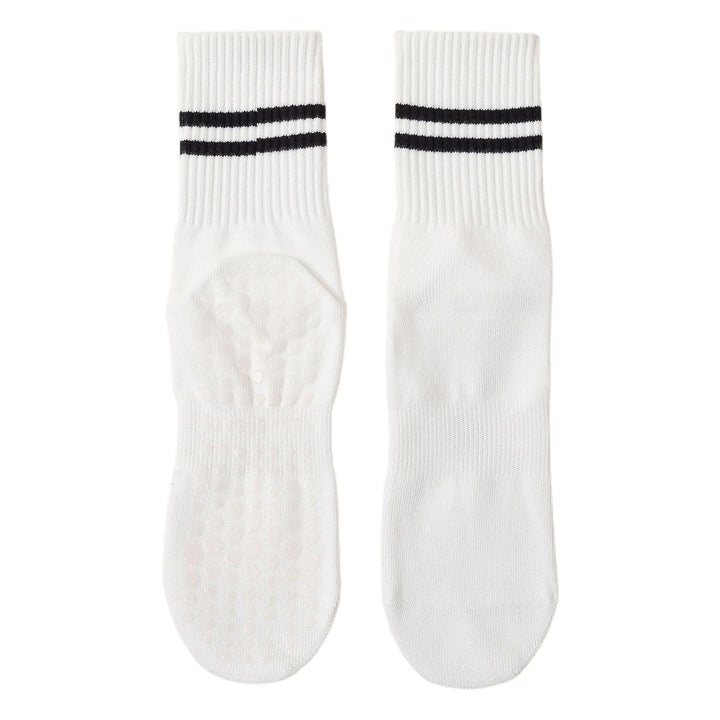 1 Pair Women Sports Socks Striped Elastic Breathable Knitted Anti-slip Sweat Absorption Cotton Image 3