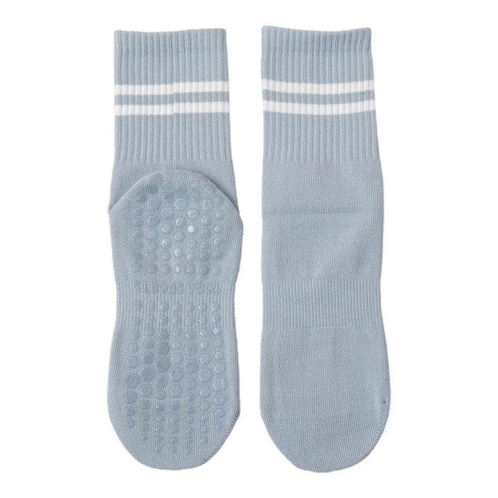 1 Pair Women Sports Socks Striped Elastic Breathable Knitted Anti-slip Sweat Absorption Cotton Image 1