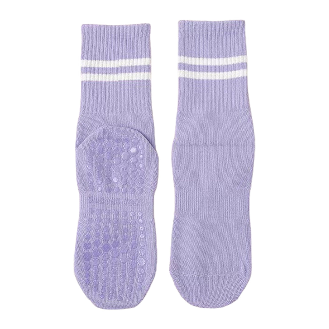 1 Pair Women Sports Socks Striped Elastic Breathable Knitted Anti-slip Sweat Absorption Cotton Image 7