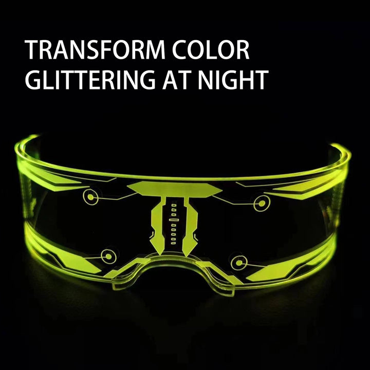 Club LED Glasses Seven Colors Cyberpunk Colorful Unisex Light Up Decorative Transparent Disco Dancing LED Eyeglasses Image 2