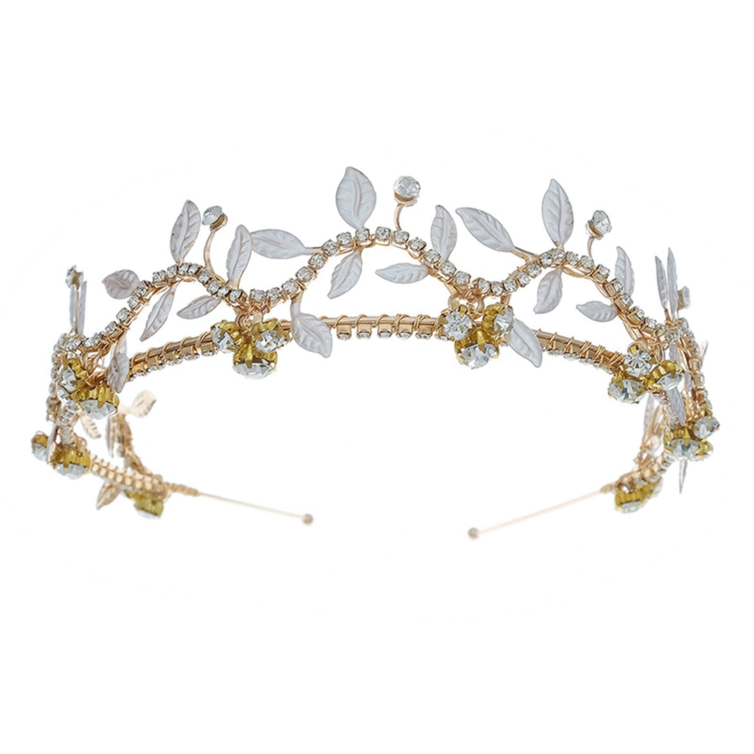 Shining Elegant Non-slip Wedding Tiara Leaf Rhinestone Bridal Crown Headband Hair Accessories Image 4