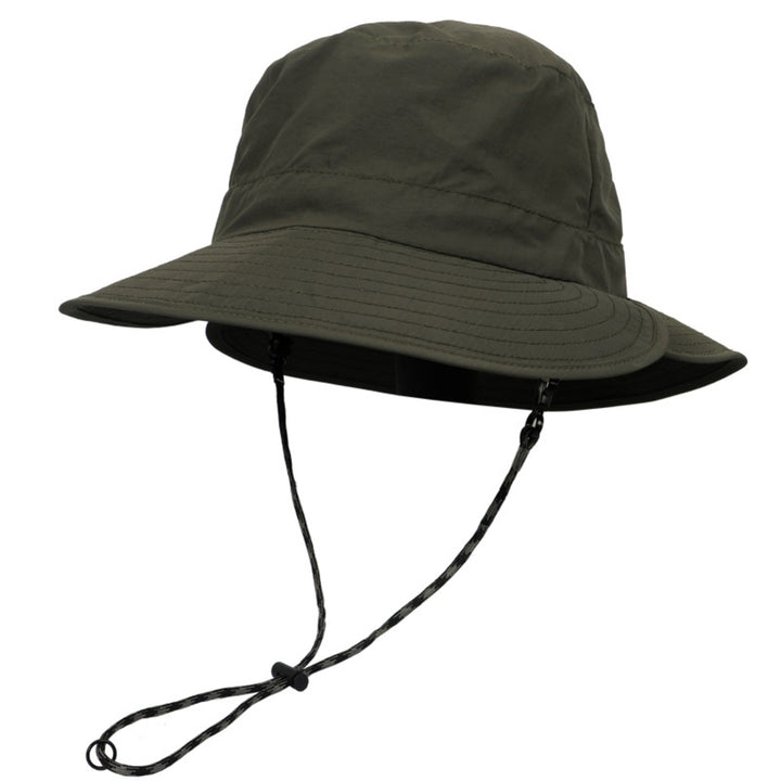 Men Fisherman Hat Adjustable Strap Wide Brim Solid Color Flat Top Quick Dry Sunscreen Breathable Camping Gardening Men Image 4